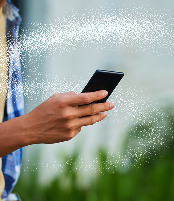 Illumia flow surrounding a person's hand holding a phone