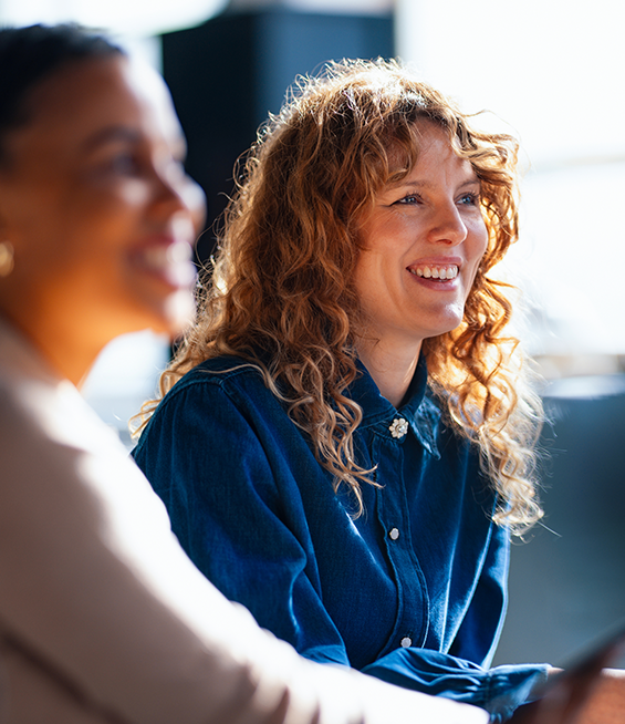 Smiling woman looking off to the right