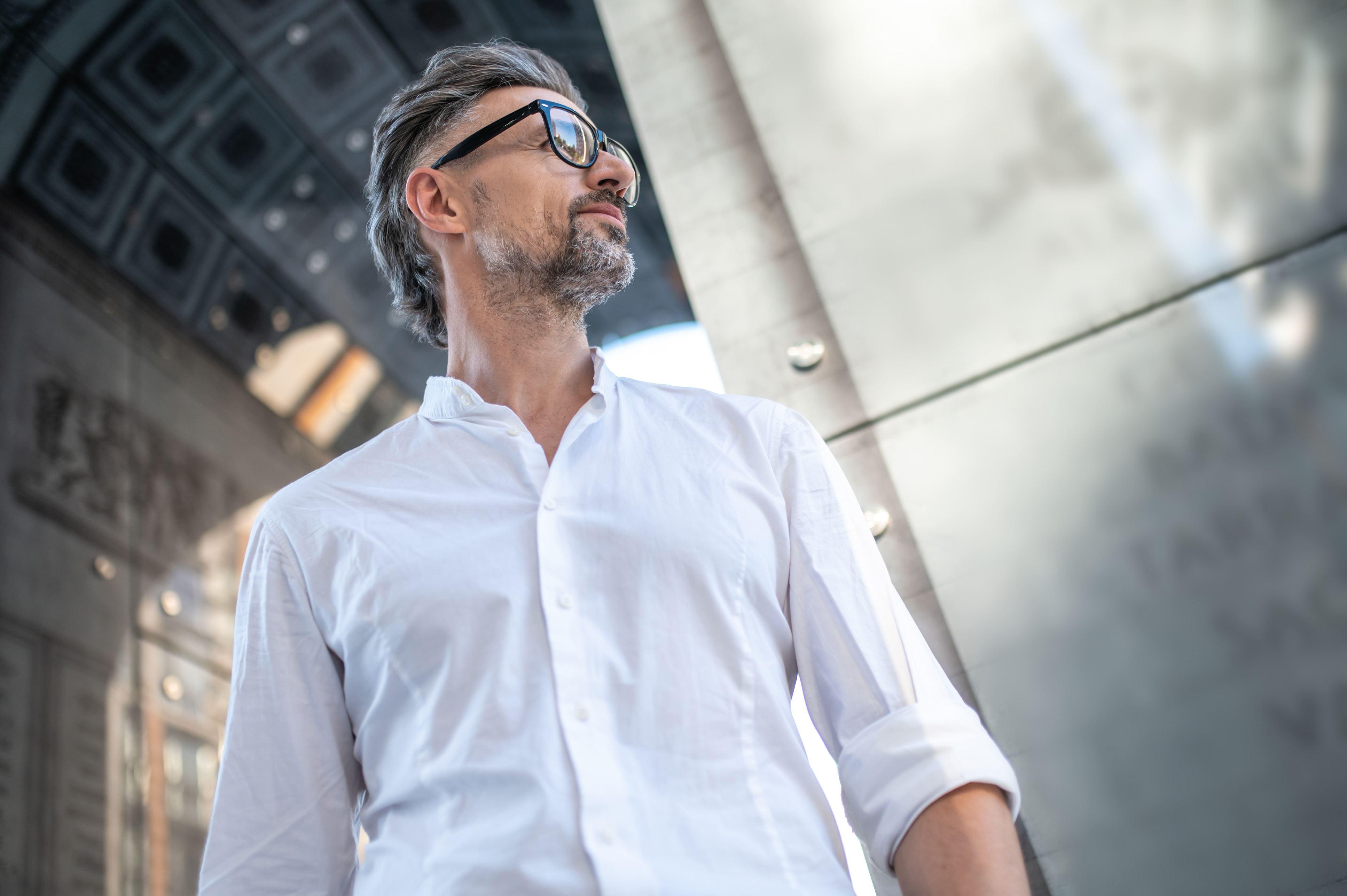 Confident businessman looking off to the right