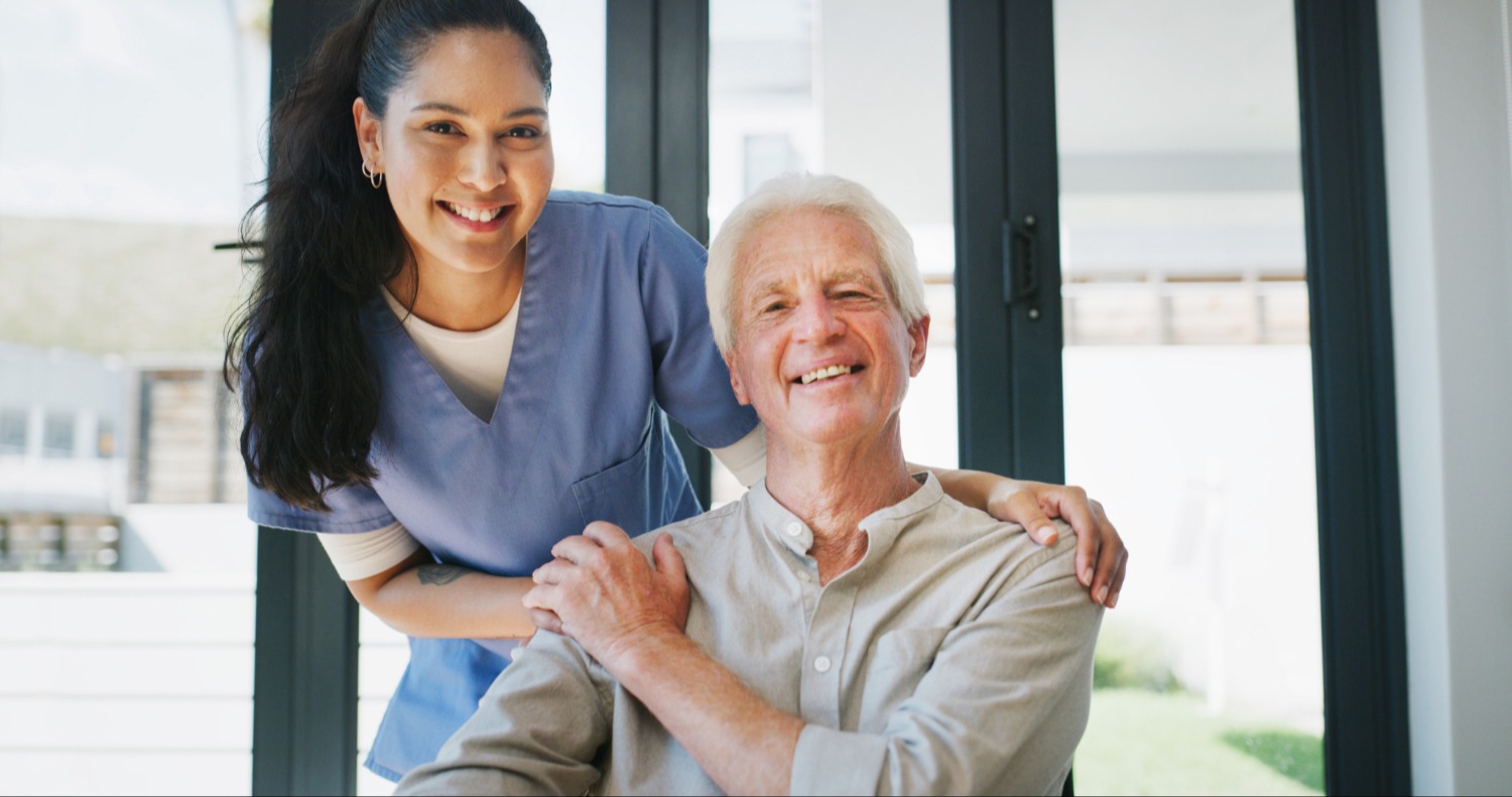Senior man and nurse