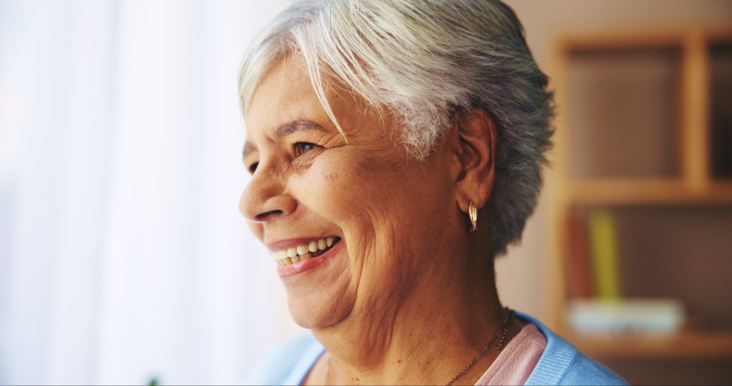 Senior woman looking off to the left